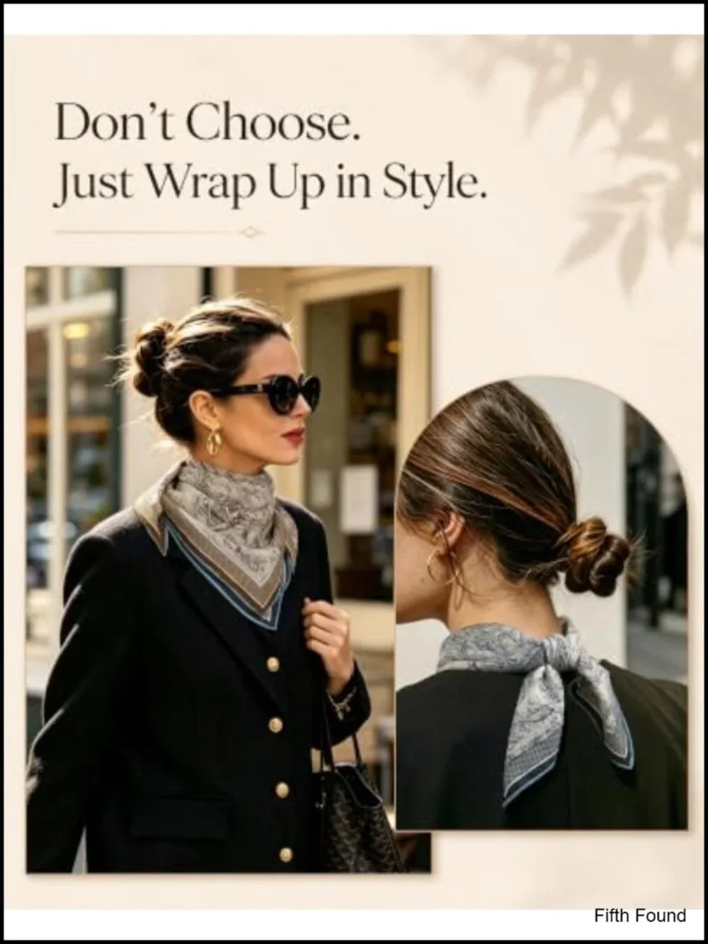 Wool Silk Scarf for Women Reversible Two-Tone Neck Scarf 25.5